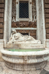 Fountain statue representing Diana goddess of the hunt, symbol of strenght and power. By Domenico Fontana and Pietro Berrettini. Rome, Italy.