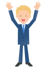 かなり喜ぶビジネスマン　男性会社員のイラスト素材