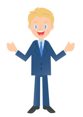 話すビジネスマン　男性会社員のイラスト素材