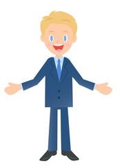 歓迎するビジネスマン　男性会社員のイラスト素材
