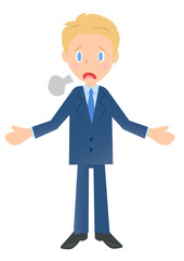少しがっかりするビジネスマン　男性会社員のイラスト素材