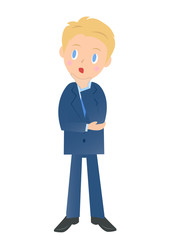 考えるビジネスマン　男性会社員のイラスト素材