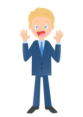 驚くビジネスマン　男性会社員のイラスト素材