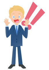 とても驚いたビジネスマン　男性会社員のイラスト素材