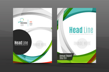 Color waves abstract background geometric A4 business print template