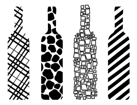 wine bottles, abstract, vector