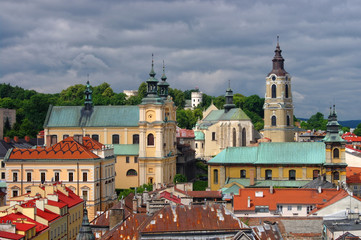 Fototapeta premium Aerial view of Przemysl town center, Poland