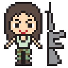 illustration design pixel art soldier