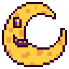illustration design pixel art moon