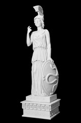 Antique statue of a woman with a shield