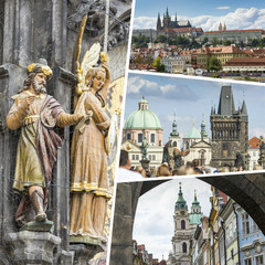 Fototapeta na wymiar Collage of Prague ( Chech Republic ) images - travel background