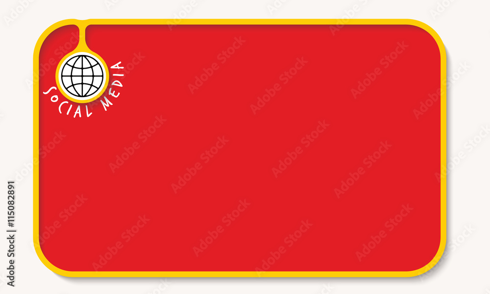 Aufkleber text box for fill your text and globe