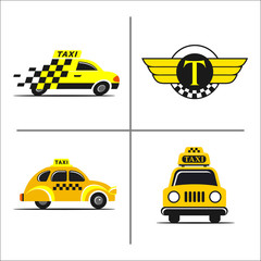Taxi. Set of 4 vector logos, trademarks, emblems.