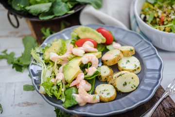 prawn and avocado brunch dieting meal