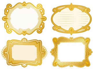 Set of label designs with gold foil effect