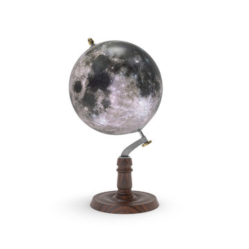 Globe map of moon 3d rendering