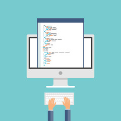 web developer and coding on moitor concept