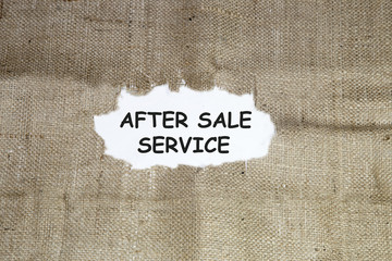 Torn paper with word AFTER SALE SERVICE