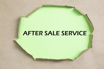Torn paper with word AFTER SALE SERVICE