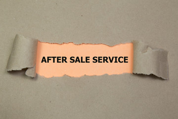 Torn paper with word AFTER SALE SERVICE