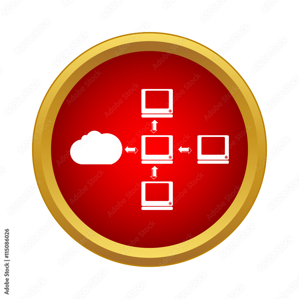 Poster cloud computing connection icon in simple style on a white background