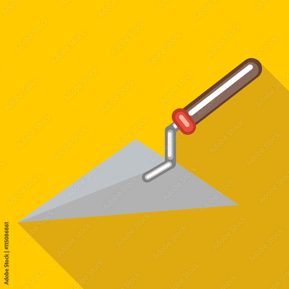 Poster trowel icon in flat style with long shadow. tools symbol