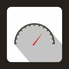Factory speedometer icon in flat style with long shadow. Auto spare parts symbol