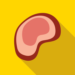 Piece of meat icon in flat style with long shadow. Food symbol