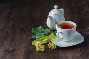 tea cup and Linden blossom