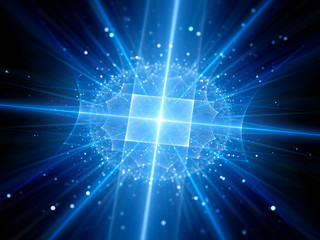 Naklejka premium Futuristic blue glowing artificial intelligence with particles