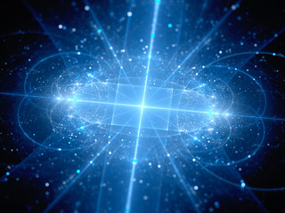 Fototapeta premium Blue glowing new hardware technology in space