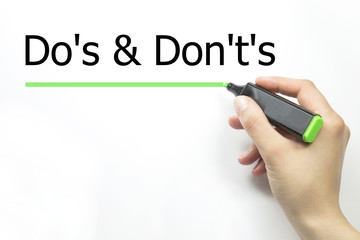 Do's and Don't's Message written 