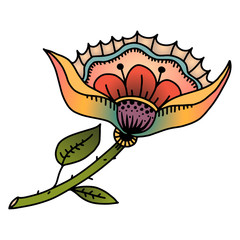 Vector illustration with a flower, tattoo idea.