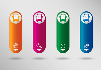 Bus icon on vertical infographic design template, can be used fo