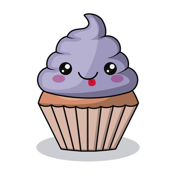 cupcake character kawaii style isolated icon design