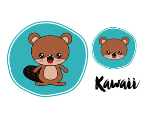 Obraz na płótnie Canvas beaver character kawaii style isolated icon design
