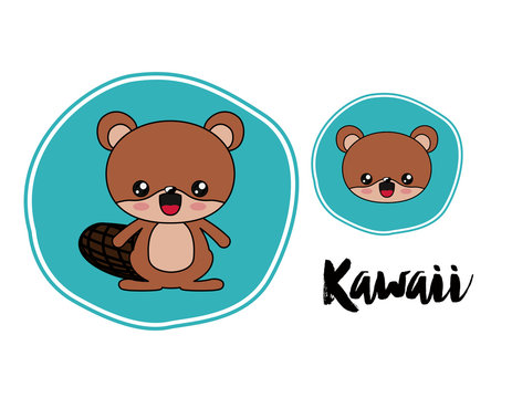 beaver character kawaii style  isolated icon design