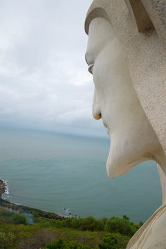 Jesus Christ above South China sea. The view from the shoulder of the giant statue of Christ in Vung Tau. Vietnam