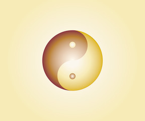 Golden jin jang symbol - obrazy, fototapety, plakaty