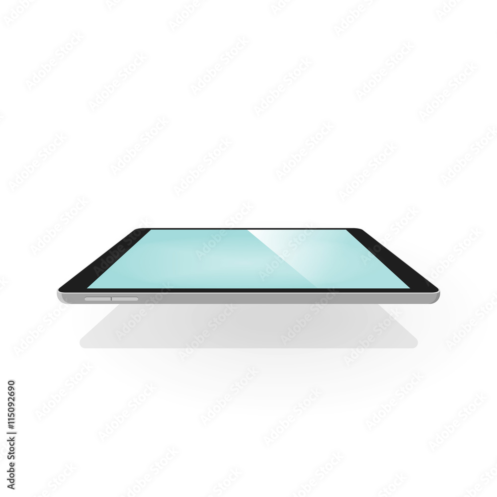 Poster tablet 3d vector illustration isolated on white background, electronic touchscreen device with empty