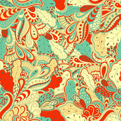 Seamless abstract hand-drawn waves pattern
