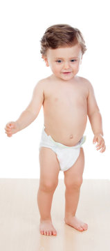 Baby with one years old doing funny gestures