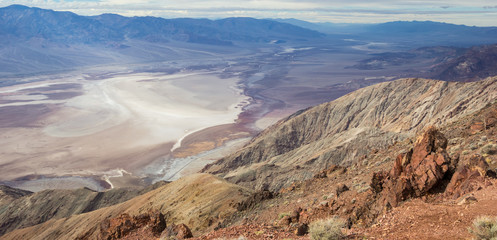 Panorama of badwater from Dante's view in Death Valley
