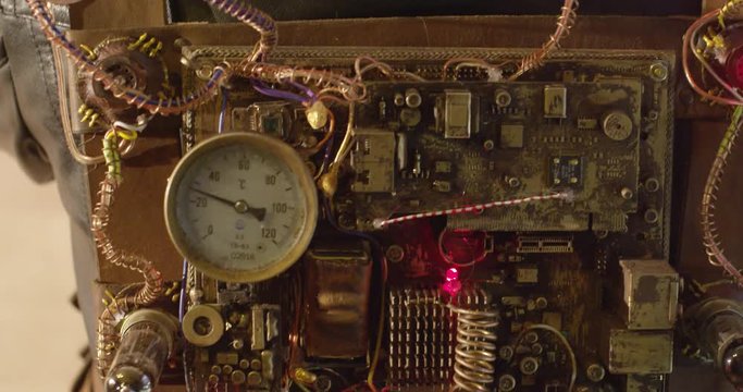 Mechanical Man stylised steampunk, metal clock , incandescent Ideal for Science fiction movies, TV shows, intro, news, commercials, retro, fantasy, steampunk related projects.

