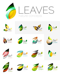 Futuristic design eco leaf logo set
