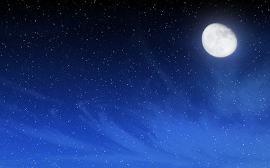 Obraz na płótnie Canvas Deep night sky with many stars and moon