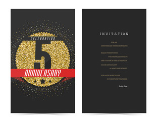 5th anniversary decorated greeting card template.