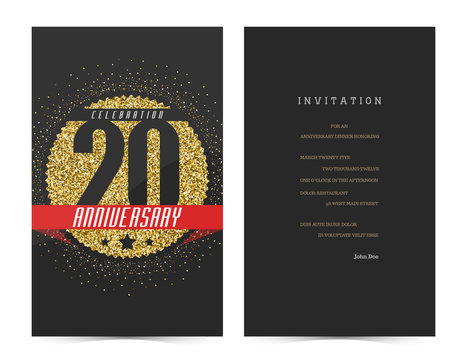 20th anniversary decorated greeting card template.