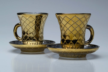 gold cup on the isolated background