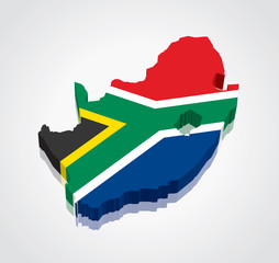 3D vector Flag Map of South Africa